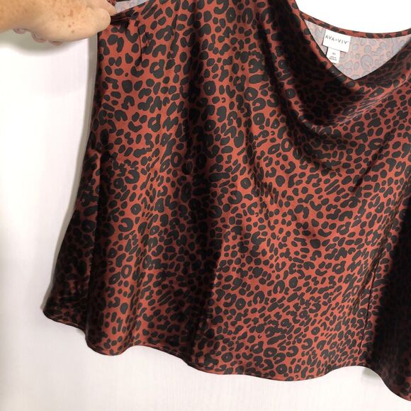 Ava Viv Cami Tank Womens 4X Black Satin Leopard Animal Print Top Adjustable New - Picture 5 of 13